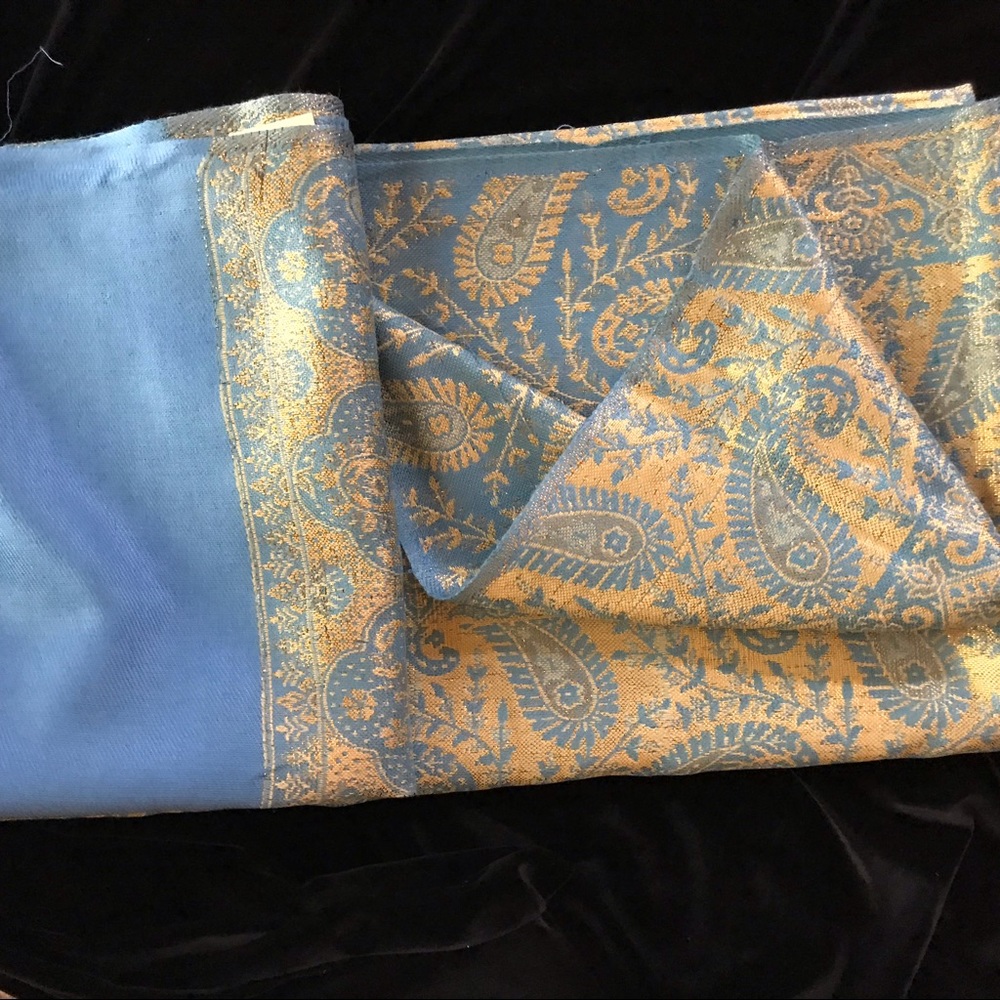 Shawl pashmina gold and blue New